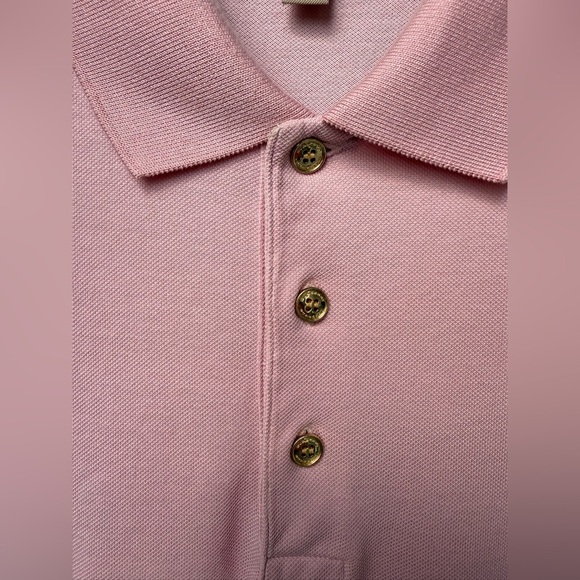 Men’s Burberry Polo Gold Logo Rare 100% Tag Gold M Pink - Picture 5 of 10